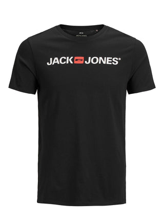 Ανδρικό t-shirt με στάμπα JJECORP LOGO TEE SS CREW NECK plus size JACK & JONES 12184987 Black NOOS S23