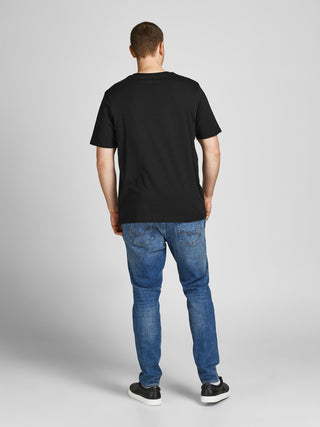 Ανδρικό t-shirt με στάμπα JJECORP LOGO TEE SS CREW NECK plus size JACK & JONES 12184987 Black NOOS S23