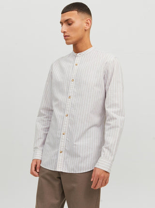 Ανδρικό πουκάμισο λινό με mao γιακά JJESUMMER BAND SHIRT JACK & JONES 12196820 Crockery NOOS S23