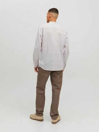Ανδρικό πουκάμισο λινό με mao γιακά JJESUMMER BAND SHIRT JACK & JONES 12196820 Crockery NOOS S23