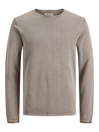 Ανδρικό πλεκτό πουλόβερ JJELEO KNIT CREW NECK JACK & JONES 12174001 Crockery NOOS W24/25