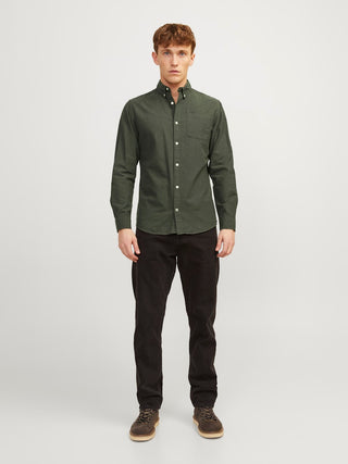 Ανδρικό πουκάμισο JJEOXFORD SHIRT LS JACK & JONES 12182486 Forest Night NOOS W25/26