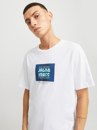 Ανδρικό t-shirt JJHUDSON TEE SS CREW NECK LN Jack & Jones 12268477 White SS25