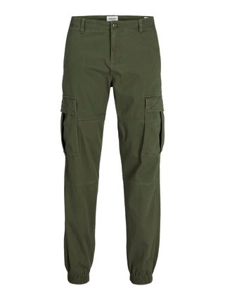 Ανδρικό παντελόνι JPSTKANE JONNIE CUFFED CARGO RET Jack & Jones 12268261 Olive Night W25/26