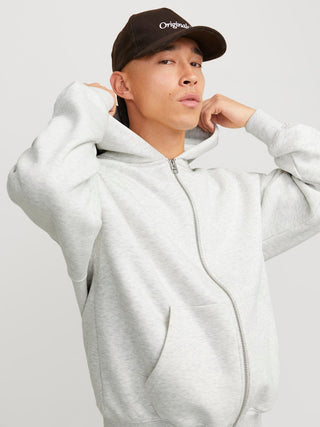 Ανδρική ζακέτα φούτερ με κουκούλα JJEURBAN EDGE SWEAT ZIP HOOD Jack & Jones 12268140 White Melange NOOS W25/26