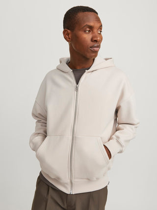 Ανδρική ζακέτα φούτερ με κουκούλα JJEURBAN EDGE SWEAT ZIP HOOD Jack & Jones 12268140 Moonbeam NOOS W25/26