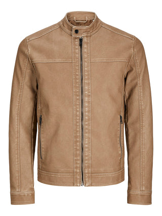 Ανδρικό μπουφάν JJEWARNER WASHED PU JACKET JACK&JONES 12273244 SAFARI NOOS SS26
