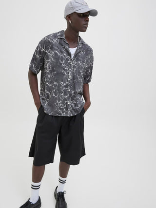 Ανδρικό πουκάμισο κοντομάνικο JCOINFINITY AOP RESORT SHIRT SS 12276854 Jack & Jones Black SS25