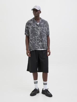 Ανδρικό πουκάμισο κοντομάνικο JCOINFINITY AOP RESORT SHIRT SS 12276854 Jack & Jones Black SS25