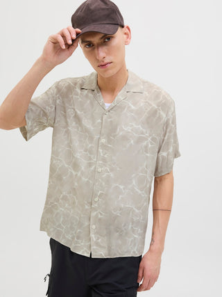 Ανδρικό πουκάμισο κοντομάνικο JCOINFINITY AOP RESORT SHIRT SS Jack & Jones 12276854 Pure Cashmere SS25