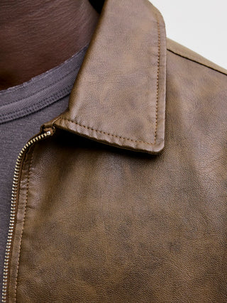 Ανδρικό μπουφάν JJLEON PU BOMBER Jack & Jones 12289182 Chocolate Brown SS26