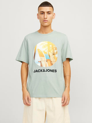 Ανδρικό t-shirt Standard Fit 100% Cotton JJNAVIN TEE SS CREW NECK JACK & JONES 12247982 Desert Sage S 24