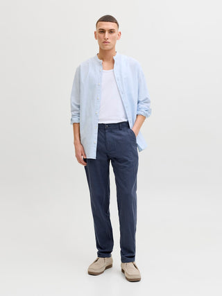 Ανδρικό παντελόνι JPSTACE SUMMER LINEN BLEND CHINO PANT SN JACK&JONES 12248604 NAVY BLAZER SS26