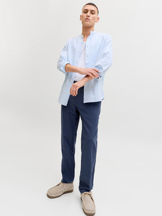Ανδρικό παντελόνι JPSTACE SUMMER LINEN BLEND CHINO PANT SN JACK&JONES 12248604 NAVY BLAZER SS26