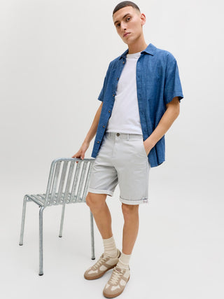 Ανδρική βερμούδα JPSTBOWIE SHORTS SA PRINTED REG SN JACK&JONES 12230336 OYSTER MUSHROOM SS26