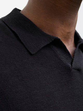 Ανδρική μπλούζα polo κοντομάνικη JJKANE KNIT SPLIT NECK POLO Jack & Jones 12269650 Black SS26