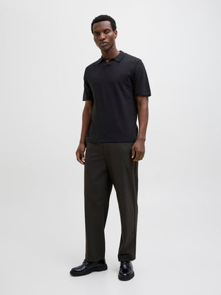 Ανδρική μπλούζα polo κοντομάνικη JJKANE KNIT SPLIT NECK POLO Jack & Jones 12269650 Black SS26