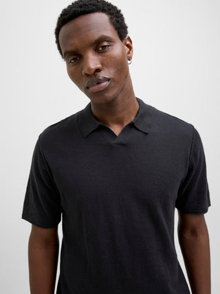 Ανδρική μπλούζα polo κοντομάνικη JJKANE KNIT SPLIT NECK POLO Jack & Jones 12269650 Black SS26