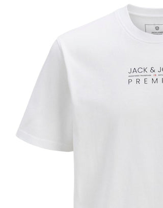 Jack & Jones JORSANTORINI BACK SS CREW NECK - T-shirt print - buttercream/crème Jack & Jones JORSANTORINI BACK SS CREW NECK - T-shirt print - buttercream/crème