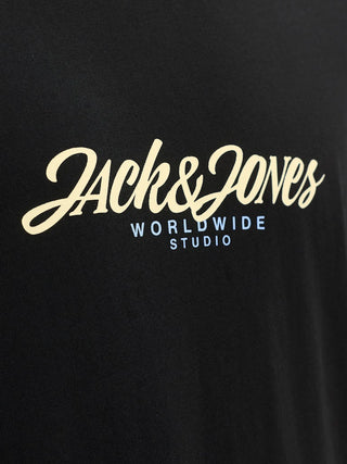 Ανδρικό t-shirt JORTAVIRA TEE SS CREW NECK FST LN Jack & Jones 12281810 Black SS25