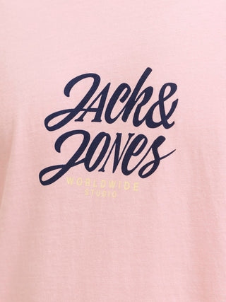 Ανδρικό t-shirt JORTAVIRA TEE SS CREW NECK FST LN Jack & Jones 12281810 Tickled Pink SS25