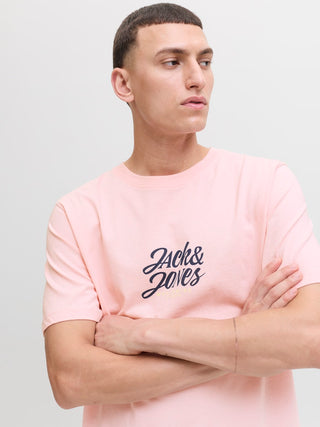 Ανδρικό t-shirt JORTAVIRA TEE SS CREW NECK FST LN Jack & Jones 12281810 Tickled Pink SS25