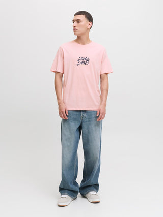 Ανδρικό t-shirt JORTAVIRA TEE SS CREW NECK FST LN Jack & Jones 12281810 Tickled Pink SS25