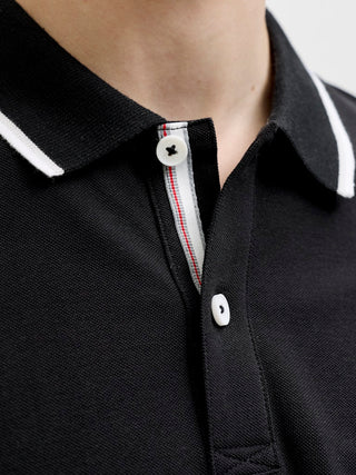 Ανδρική μπλούζα polo κοντομάνικη JBLAZE POLO SS LN JACK&JONES 12288376 BLACK SS26