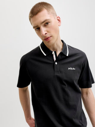 Ανδρική μπλούζα polo κοντομάνικη JBLAZE POLO SS LN JACK&JONES 12288376 BLACK SS26