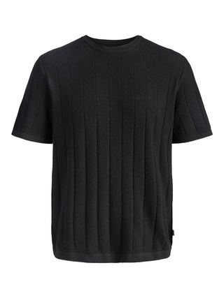 Ανδρική μπλούζα κοντομάνικη JJEBRADLEY KNIT TEE SS LN JACK&JONES 12288582 BLACK SS26