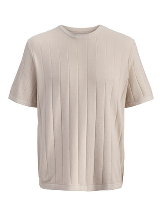 Ανδρική μπλούζα κοντομάνικη JJEBRADLEY KNIT TEE SS LN JACK&JONES 12288582 MOONBEAM SS26