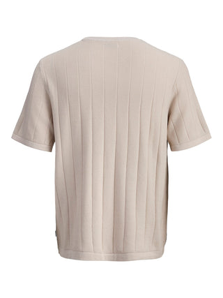 Ανδρική μπλούζα κοντομάνικη JJEBRADLEY KNIT TEE SS LN JACK&JONES 12288582 MOONBEAM SS26