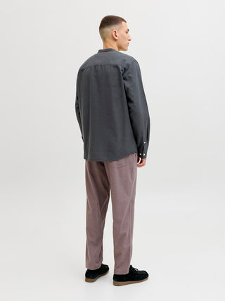 Ανδρικό πουκάμισο JJEBREEZE LINEN BLEND BAND SHIRT L/S SN JACK&JONES 12288601 Black SS26