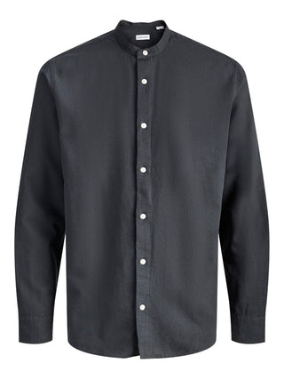Ανδρικό πουκάμισο JJEBREEZE LINEN BLEND BAND SHIRT L/S SN JACK&JONES 12288601 Black SS26