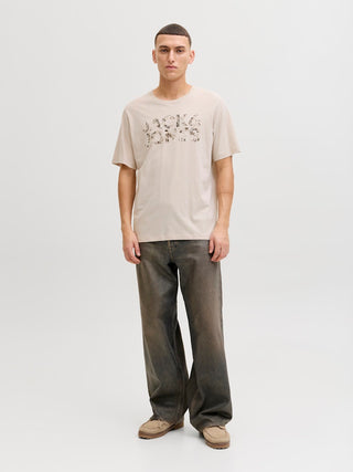 Ανδρικό t-shirt JJEJEFF LOGO TEE SS SN JACK&JONES 12288536 MOONBEAM SS26