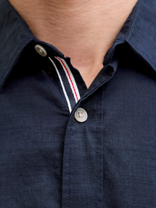 Ανδρικό πουκάμισο JJHENRY SLUB DETAIL SHIRT LS Jack & Jones 12289197 Navy Blazer SS26