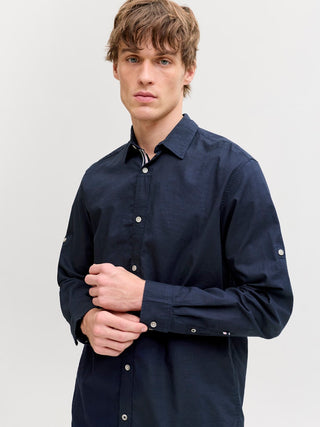 Ανδρικό πουκάμισο JJHENRY SLUB DETAIL SHIRT LS Jack & Jones 12289197 Navy Blazer SS26