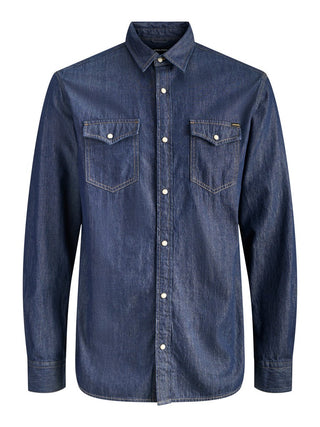 Ανδρικό πουκάμισο denim JJESHERIDAN SHIRT L/S JACK & JONES 12138115 DARK DENIM NOOS W26/27