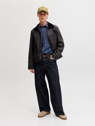 Ανδρικό πουκάμισο denim JJESHERIDAN SHIRT L/S JACK & JONES 12138115 DARK DENIM NOOS W26/27