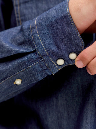 Ανδρικό πουκάμισο denim JJESHERIDAN SHIRT L/S JACK & JONES 12138115 DARK DENIM NOOS W26/27