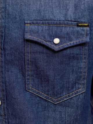 Ανδρικό πουκάμισο denim JJESHERIDAN SHIRT L/S JACK & JONES 12138115 DARK DENIM NOOS W26/27