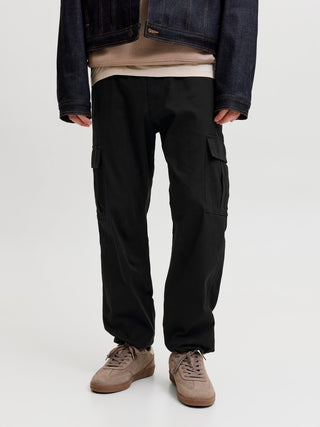 Ανδρικό παντελόνι JPSTKANE DYLAN CUFFED CARGO JACK&JONES 12289589 BLACK W26/27
