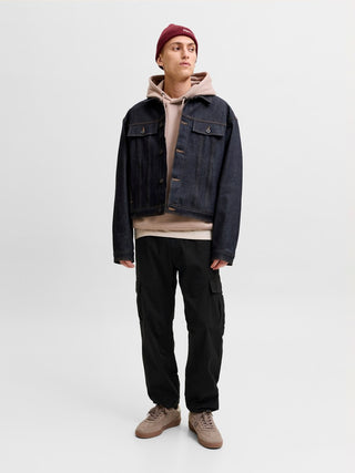 Ανδρικό παντελόνι JPSTKANE DYLAN CUFFED CARGO JACK&JONES 12289589 BLACK W26/27