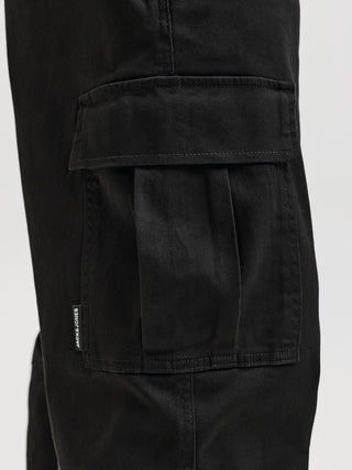 Ανδρικό παντελόνι JPSTKANE DYLAN CUFFED CARGO JACK&JONES 12289589 BLACK W26/27