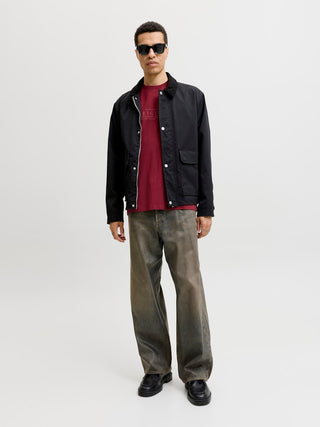 Ανδρικό t-shirt JORCATSKILLS MINIMAL TEE CREW NECK LN JACK&JONES 12290315 CABERNET SS26