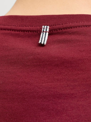 Ανδρικό t-shirt JORCATSKILLS MINIMAL TEE CREW NECK LN JACK&JONES 12290315 CABERNET SS26