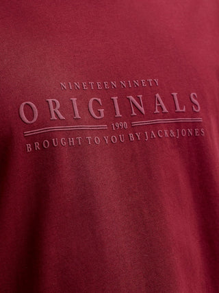 Ανδρικό t-shirt JORCATSKILLS MINIMAL TEE CREW NECK LN JACK&JONES 12290315 CABERNET SS26