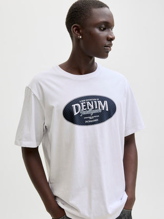 Ανδρικό t-shirt JJEDOVER DENIM TEE SS O-NECK SN Jack & Jones 12290417 White SS26