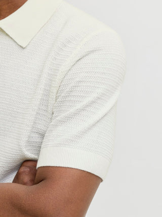 Ανδρική μπλούζα polo κοντομάνικη JPRBLURILEY KNIT POLO SS SN Jack & Jones 12292034 Cloud Dancer SS26