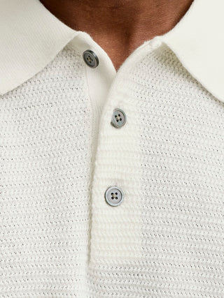 Ανδρική μπλούζα polo κοντομάνικη JPRBLURILEY KNIT POLO SS SN Jack & Jones 12292034 Cloud Dancer SS26